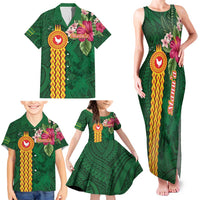 Personalised Manuʻa Islands Family Matching Tank Maxi Dress and Hawaiian Shirt Polynesian Style with Rooster Tattoo and Tropical Plants LT03 - Polynesian Pride