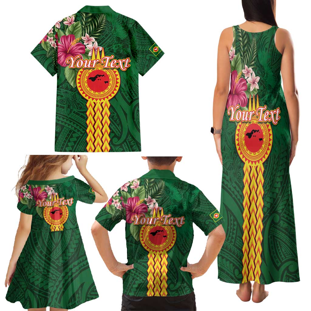 Personalised Manuʻa Islands Family Matching Tank Maxi Dress and Hawaiian Shirt Polynesian Style with Rooster Tattoo and Tropical Plants LT03 - Polynesian Pride