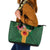 Manuʻa Islands Leather Tote Bag Polynesian Style with Rooster Tattoo and Tropical Plants