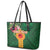 Manuʻa Islands Leather Tote Bag Polynesian Style with Rooster Tattoo and Tropical Plants
