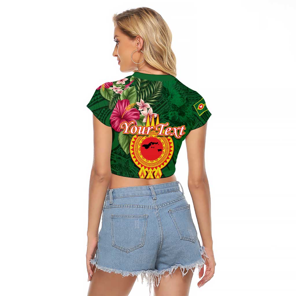 Manuʻa Islands Raglan Cropped T Shirt Polynesian Style with Rooster Tattoo and Tropical Plants
