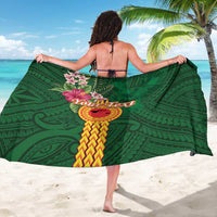 Manuʻa Islands Sarong Polynesian Style with Rooster Tattoo and Tropical Plants
