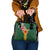 Manuʻa Islands Shoulder Handbag Polynesian Style with Rooster Tattoo and Tropical Plants