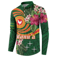 Manuʻa Islands Button Sweatshirt Polynesian Art Tattoo Style and Tropical Plants