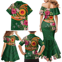 Personalised Manuʻa Islands Family Matching Mermaid Dress and Hawaiian Shirt Polynesian Art Tattoo Style and Tropical Plants LT03 - Polynesian Pride