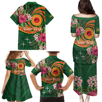 Personalised Manuʻa Islands Family Matching Puletasi and Hawaiian Shirt Polynesian Art Tattoo Style and Tropical Plants LT03 - Polynesian Pride