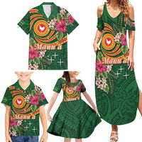 Personalised Manuʻa Islands Family Matching Summer Maxi Dress and Hawaiian Shirt Polynesian Art Tattoo Style and Tropical Plants LT03 - Polynesian Pride
