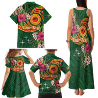 Personalised Manuʻa Islands Family Matching Tank Maxi Dress and Hawaiian Shirt Polynesian Art Tattoo Style and Tropical Plants LT03 - Polynesian Pride