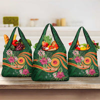 Manuʻa Islands Grocery Bag Polynesian Art Tattoo Style and Tropical Plants