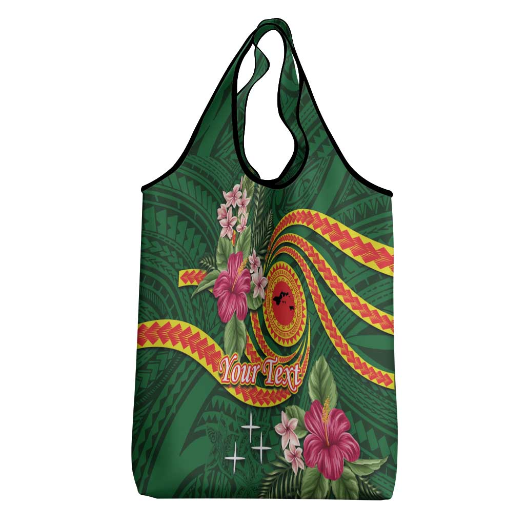Manuʻa Islands Grocery Bag Polynesian Art Tattoo Style and Tropical Plants