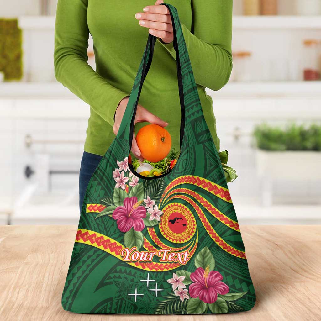 Manuʻa Islands Grocery Bag Polynesian Art Tattoo Style and Tropical Plants