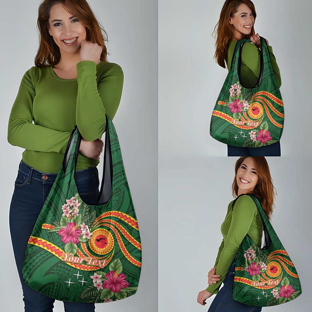 Manuʻa Islands Grocery Bag Polynesian Art Tattoo Style and Tropical Plants