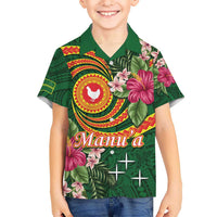 Manuʻa Islands Hawaiian Shirt Polynesian Art Tattoo Style and Tropical Plants