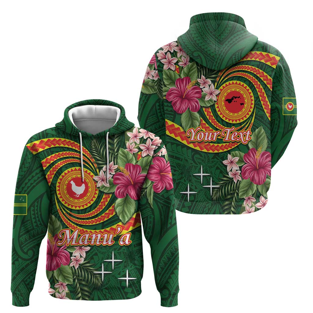 Personalised Manuʻa Islands Hoodie Polynesian Art Tattoo Style and Tropical Plants LT03 - Polynesian Pride
