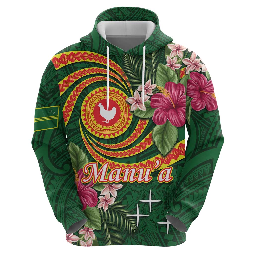 Personalised Manuʻa Islands Hoodie Polynesian Art Tattoo Style and Tropical Plants LT03 - Polynesian Pride