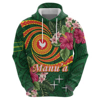 Personalised Manuʻa Islands Hoodie Polynesian Art Tattoo Style and Tropical Plants LT03 - Polynesian Pride