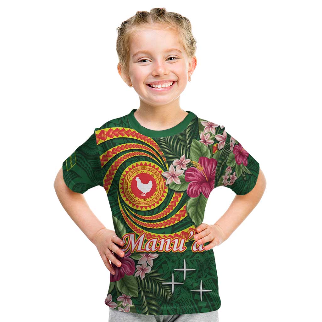 Manuʻa Islands Kid T Shirt Polynesian Art Tattoo Style and Tropical Plants
