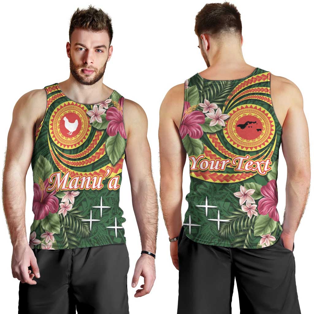 Manuʻa Islands Men Tank Top Polynesian Art Tattoo Style and Tropical Plants