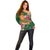 Manuʻa Islands Off Shoulder Sweater Polynesian Art Tattoo Style and Tropical Plants