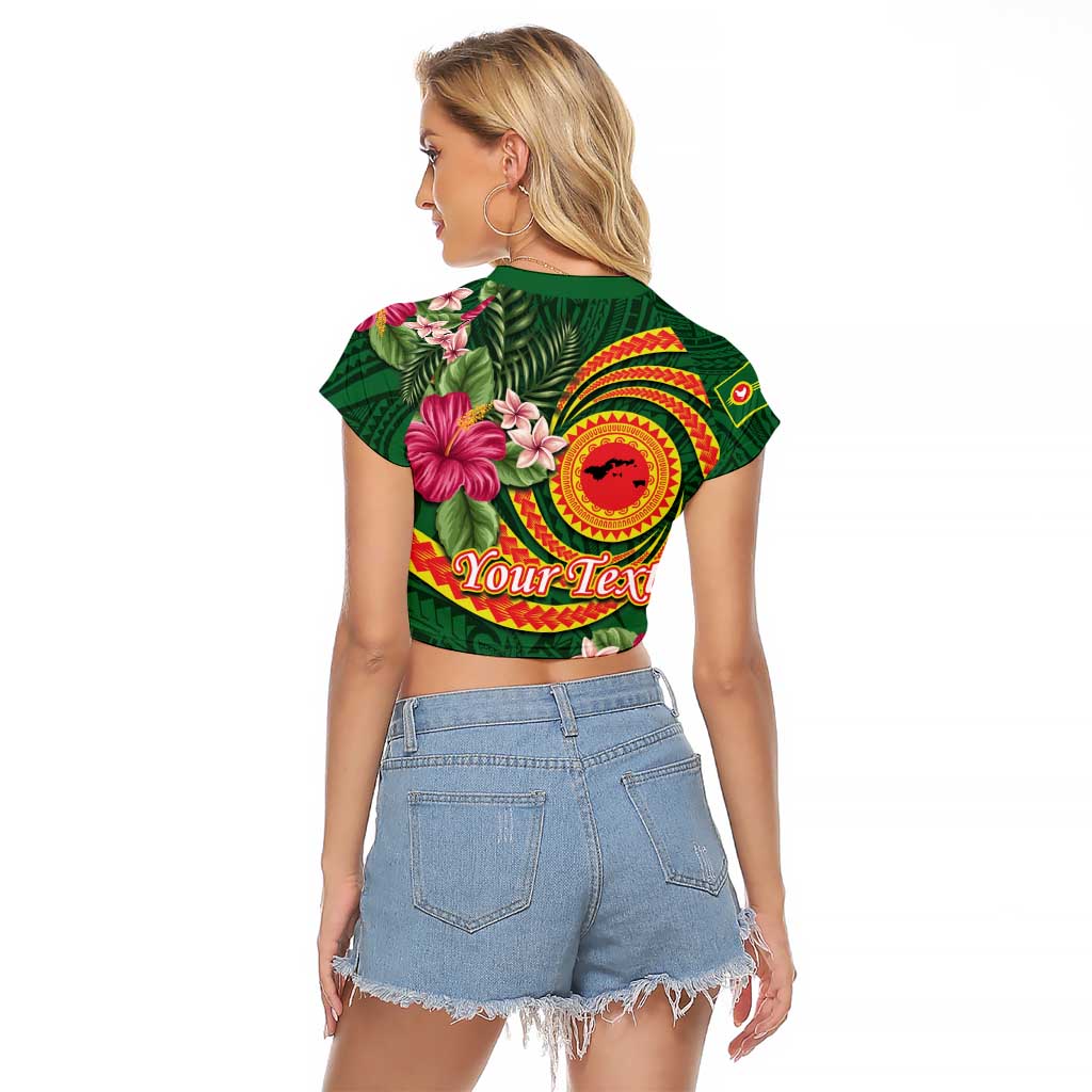 Manuʻa Islands Raglan Cropped T Shirt Polynesian Art Tattoo Style and Tropical Plants
