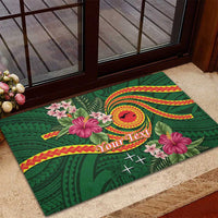Manuʻa Islands Rubber Doormat Polynesian Art Tattoo Style and Tropical Plants