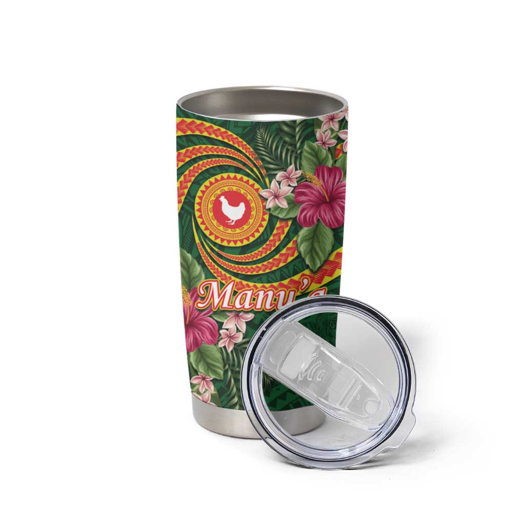 Manu'a Tumbler Cup Polynesian Art Tattoo Style and Tropical Plants