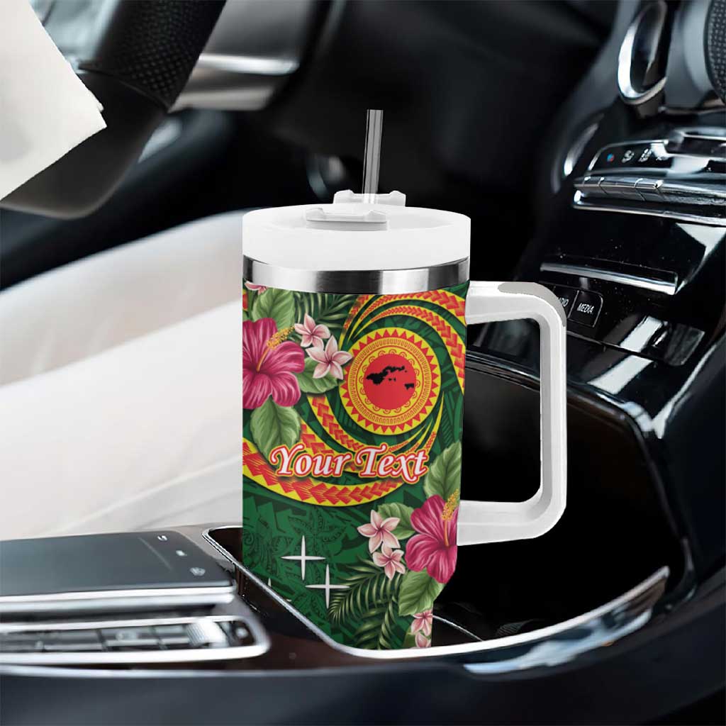 Manu'a Tumbler With Handle Polynesian Art Tattoo Style and Tropical Plants