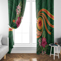 Manuʻa Islands Window Curtain Polynesian Art Tattoo Style and Tropical Plants