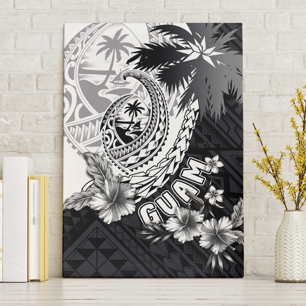 Hafa Adai Guam Canvas Wall Art Polynesian Palm Tree Tattoo Hibiscus and Plumeria Art