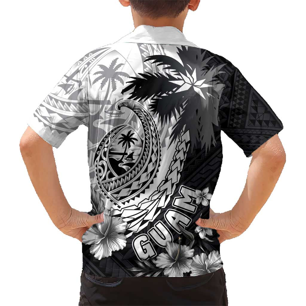 Hafa Adai Guam Family Matching Short Sleeve Bodycon Dress and Hawaiian Shirt Polynesian Palm Tree Tattoo Hibiscus and Plumeria Art LT03 - Polynesian Pride