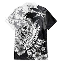 Hafa Adai Guam Family Matching Short Sleeve Bodycon Dress and Hawaiian Shirt Polynesian Palm Tree Tattoo Hibiscus and Plumeria Art LT03 - Polynesian Pride