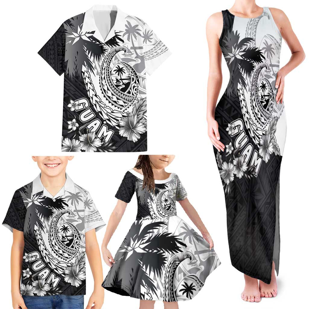 Hafa Adai Guam Family Matching Tank Maxi Dress and Hawaiian Shirt Polynesian Palm Tree Tattoo Hibiscus and Plumeria Art LT03 - Polynesian Pride