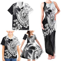 Hafa Adai Guam Family Matching Tank Maxi Dress and Hawaiian Shirt Polynesian Palm Tree Tattoo Hibiscus and Plumeria Art LT03 - Polynesian Pride