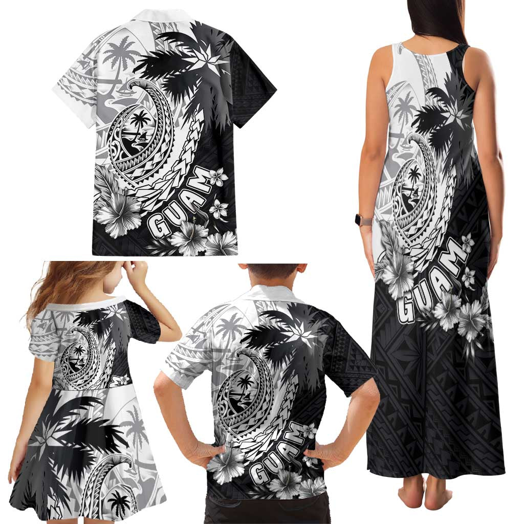 Hafa Adai Guam Family Matching Tank Maxi Dress and Hawaiian Shirt Polynesian Palm Tree Tattoo Hibiscus and Plumeria Art LT03 - Polynesian Pride