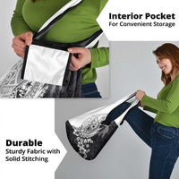 Hafa Adai Guam Grocery Bag Polynesian Palm Tree Tattoo Hibiscus and Plumeria Art