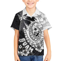 Hafa Adai Guam Hawaiian Shirt Polynesian Palm Tree Tattoo Hibiscus and Plumeria Art