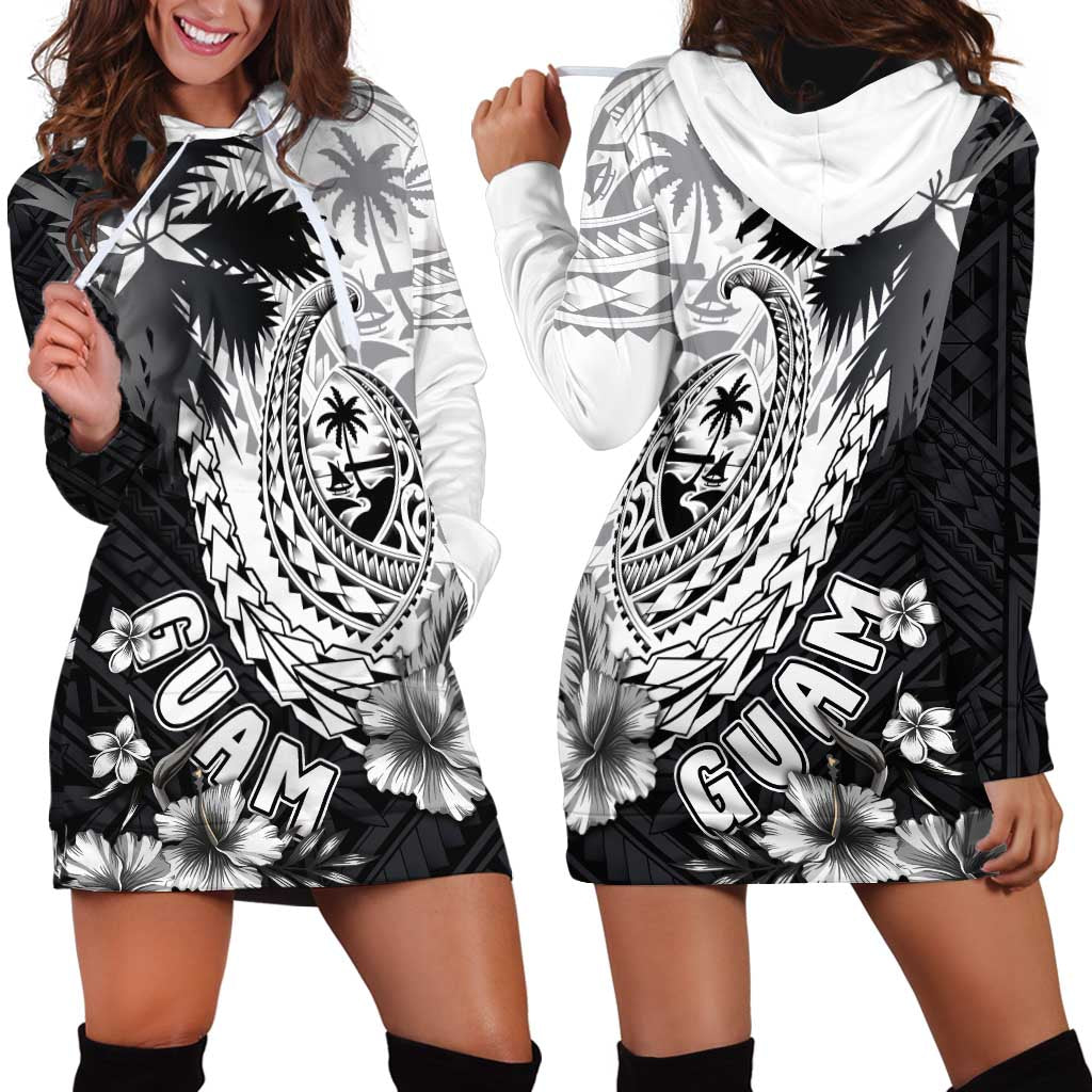 Hafa Adai Guam Hoodie Dress Polynesian Palm Tree Tattoo Hibiscus and Plumeria Art