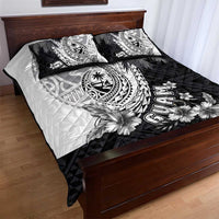 Hafa Adai Guam Quilt Bed Set Polynesian Palm Tree Tattoo Hibiscus and Plumeria Art
