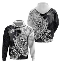 Hafa Adai Guam Zip Hoodie Polynesian Palm Tree Tattoo Hibiscus and Plumeria Art