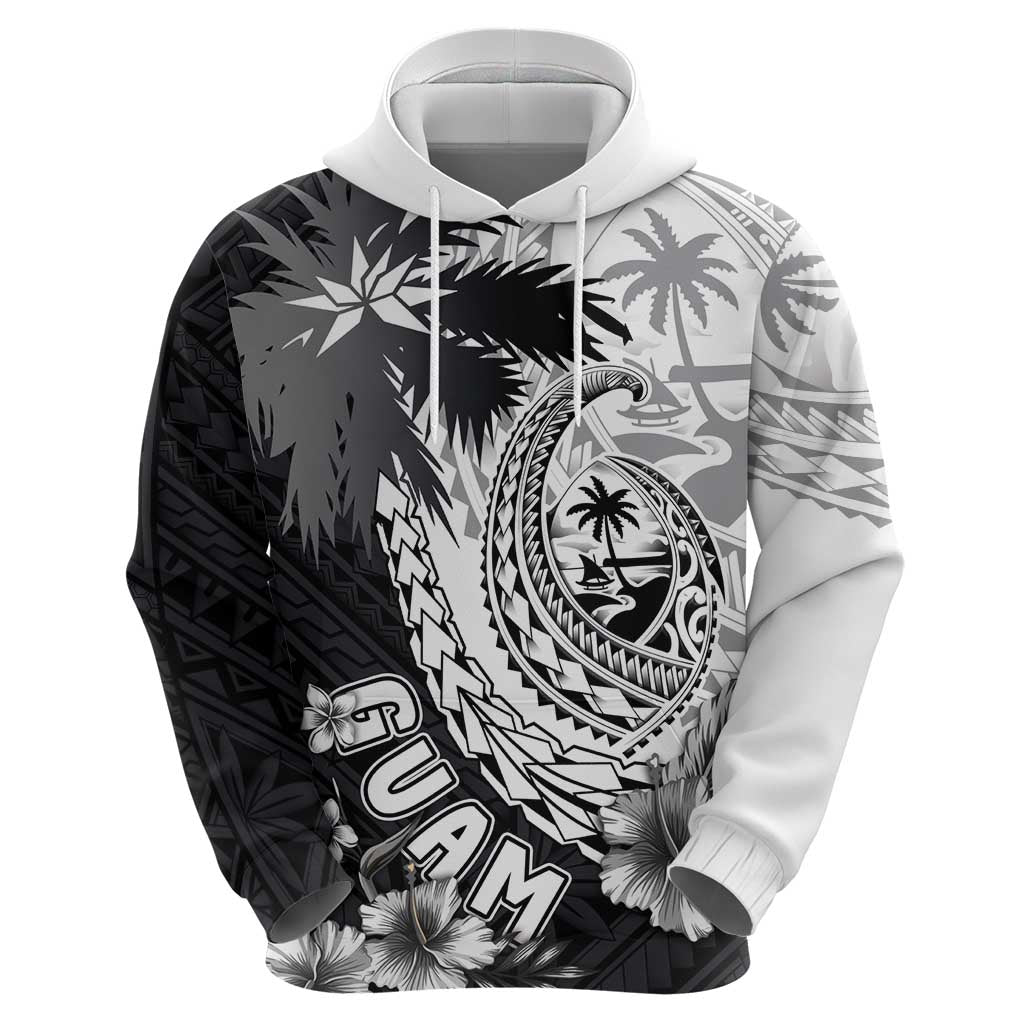 Hafa Adai Guam Zip Hoodie Polynesian Palm Tree Tattoo Hibiscus and Plumeria Art