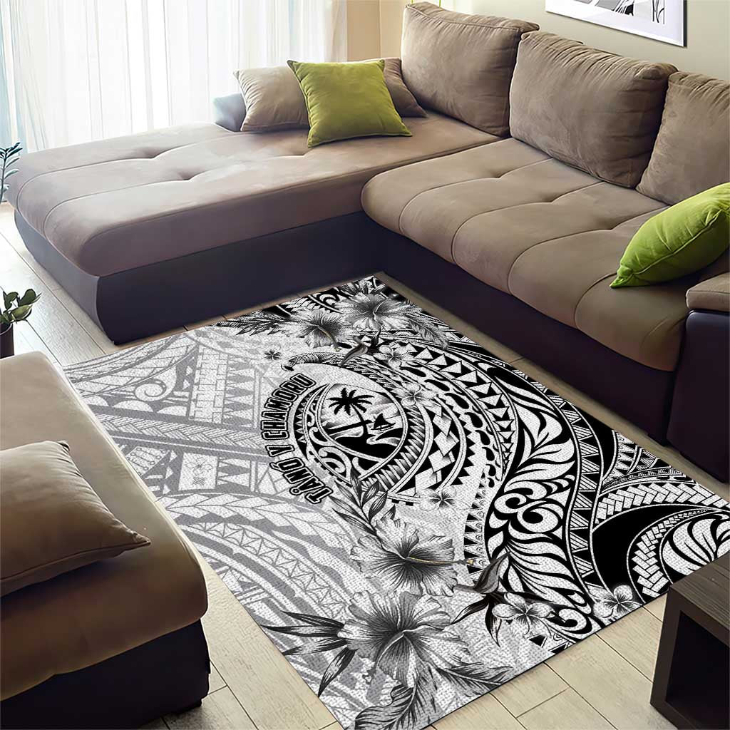 Guam-Land of the Chamorro Area Rug Polynesian Tattoo Style Hibiscus and Plumeria Art