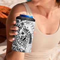 Guam-Land of the Chamorro 4 in 1 Can Cooler Tumbler Polynesian Tattoo Style Hibiscus and Plumeria Art