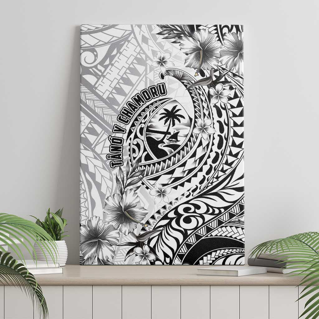Guam-Land of the Chamorro Canvas Wall Art Polynesian Tattoo Style Hibiscus and Plumeria Art