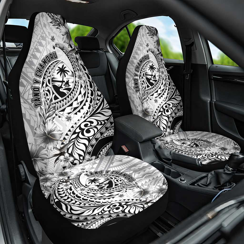 Guam-Land of the Chamorro Car Seat Cover Polynesian Tattoo Style Hibiscus and Plumeria Art LT03 One Size Black - Polynesian Pride