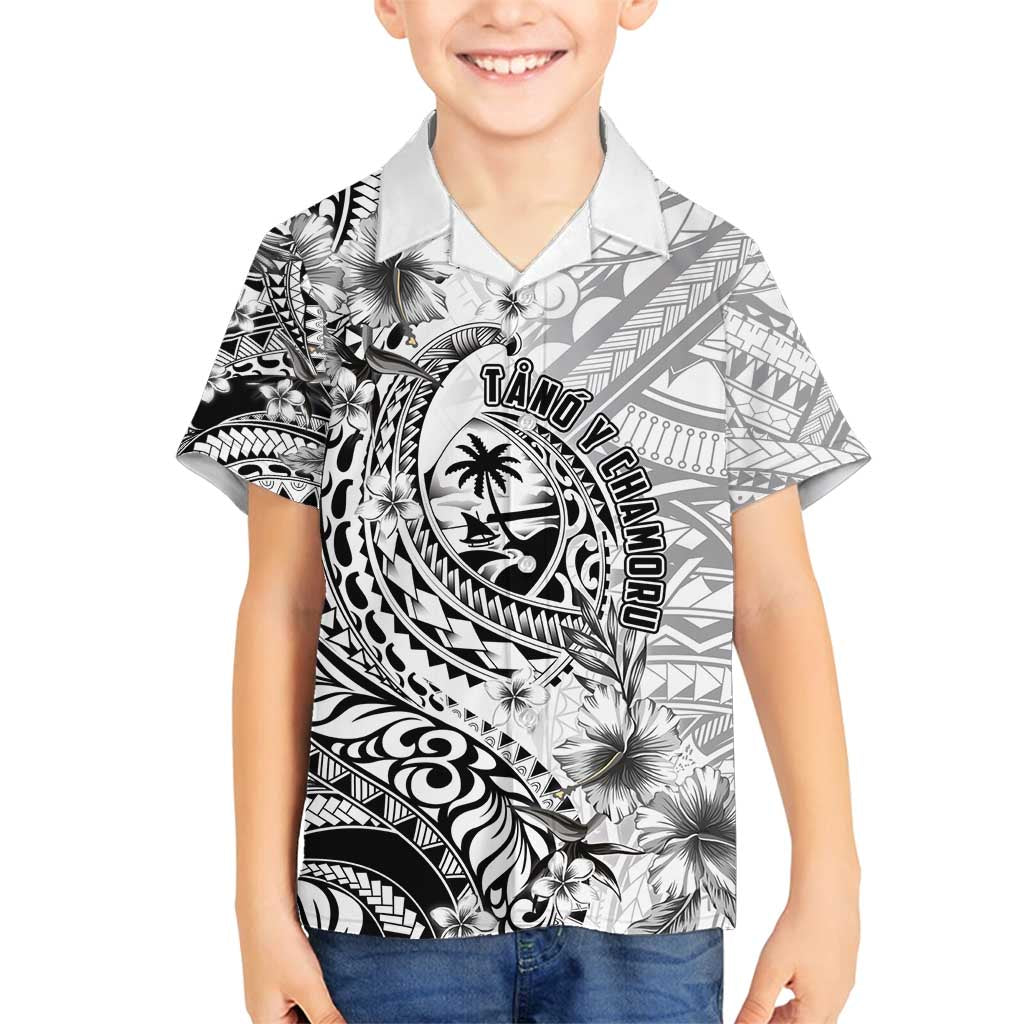 Guam-Land of the Chamorro Family Matching Long Sleeve Bodycon Dress and Hawaiian Shirt Polynesian Tattoo Style Hibiscus and Plumeria Art LT03 Son's Shirt Black - Polynesian Pride
