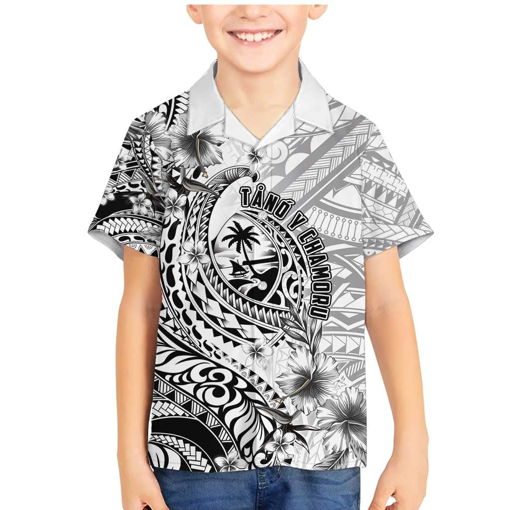 Guam-Land of the Chamorro Family Matching Mermaid Dress and Hawaiian Shirt Polynesian Tattoo Style Hibiscus and Plumeria Art LT03 Son's Shirt Black - Polynesian Pride