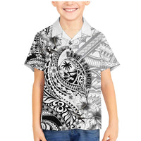 Guam-Land of the Chamorro Family Matching Mermaid Dress and Hawaiian Shirt Polynesian Tattoo Style Hibiscus and Plumeria Art LT03 Son's Shirt Black - Polynesian Pride