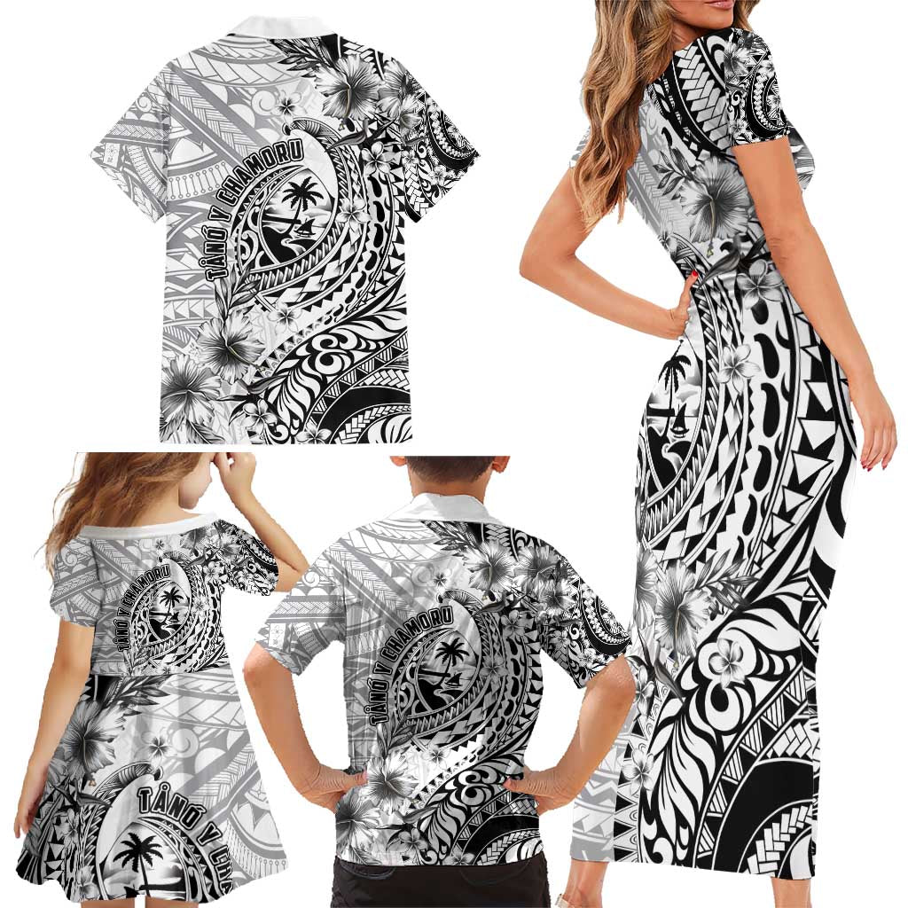 Guam-Land of the Chamorro Family Matching Short Sleeve Bodycon Dress and Hawaiian Shirt Polynesian Tattoo Style Hibiscus and Plumeria Art LT03 - Polynesian Pride