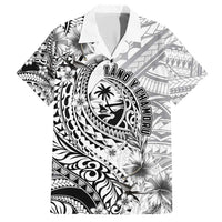 Guam-Land of the Chamorro Family Matching Short Sleeve Bodycon Dress and Hawaiian Shirt Polynesian Tattoo Style Hibiscus and Plumeria Art LT03 Dad's Shirt - Short Sleeve Black - Polynesian Pride