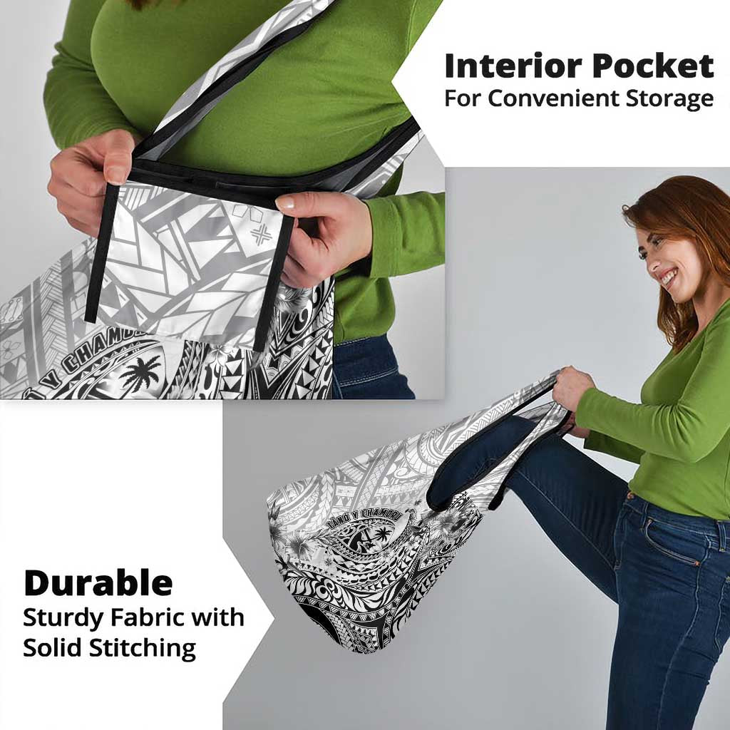 Guam-Land of the Chamorro Grocery Bag Polynesian Tattoo Style Hibiscus and Plumeria Art